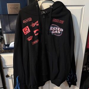 Black Hoodie with Blue Accents